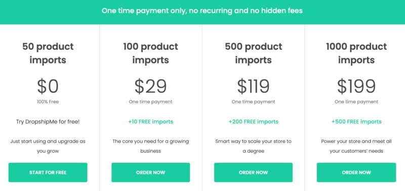 Dropship.me Products Imports Pricing